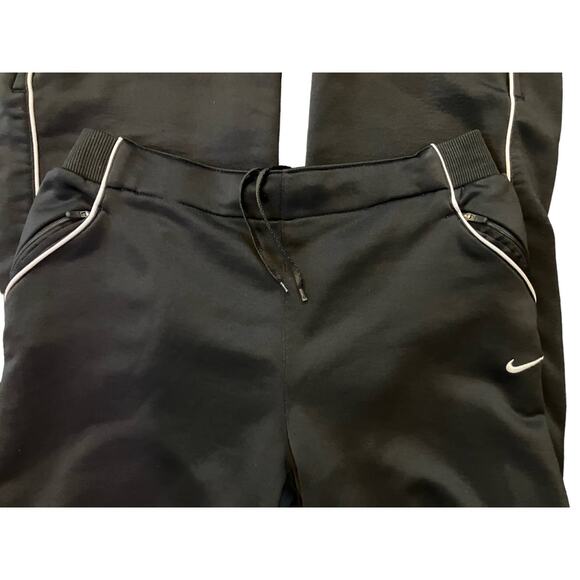 Nike Fit Dry Women's Black w/ White Stripe Sweatpants Pull-On W/Zip Pocket SZ L - Picture 8 of 12